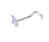 MS Stone Silver Curved Nose Stud NSKZ-1755